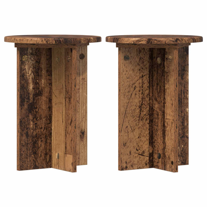 Stojak na rośliny 2 pcs Stare drewno Ø29,5 x 40 cm