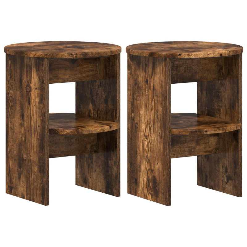 Szafka boczna 2 pcs Dąb Wędzony Ø40 x 50 cm Drewno inżynieryjne