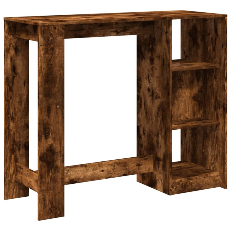 Stolik barowy z półkami, przydymiony dąb, 124x46x103,5 cm