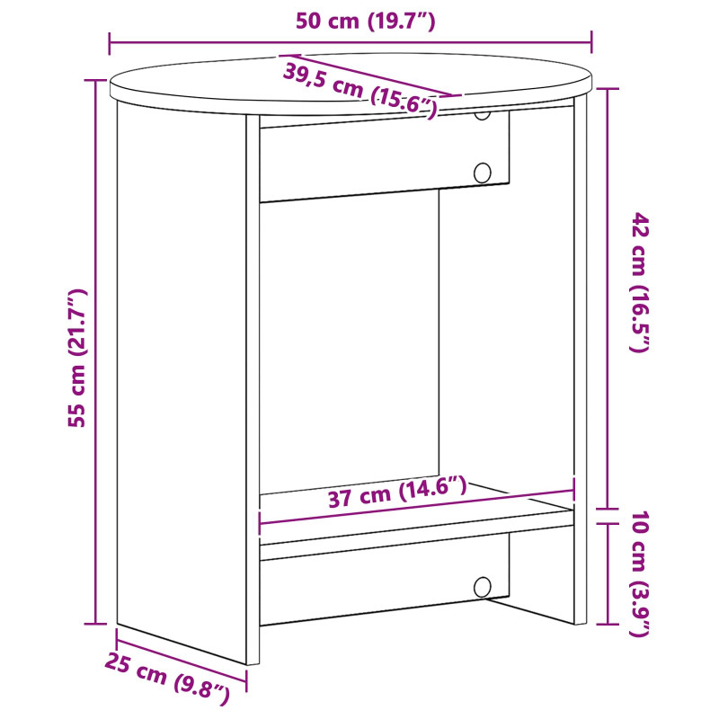 Stolik boczny Biały wysoki połysk 50 x 39,5 x 55 cm