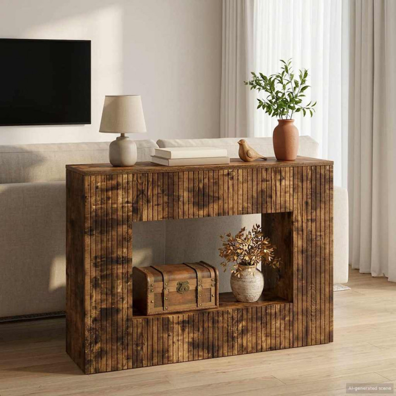 Konsola Paski Dąb Wędzony 101 x 29 x 74 cm Drewno inżynieryjne