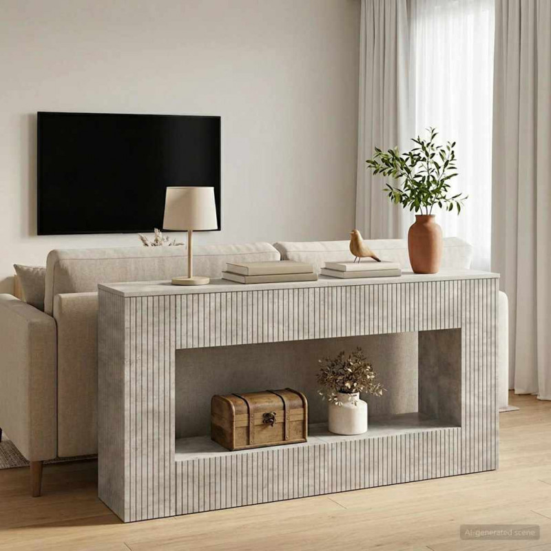 Konsola Betonowy Szary 155 x 29 x 74 cm Drewno inżynieryjne