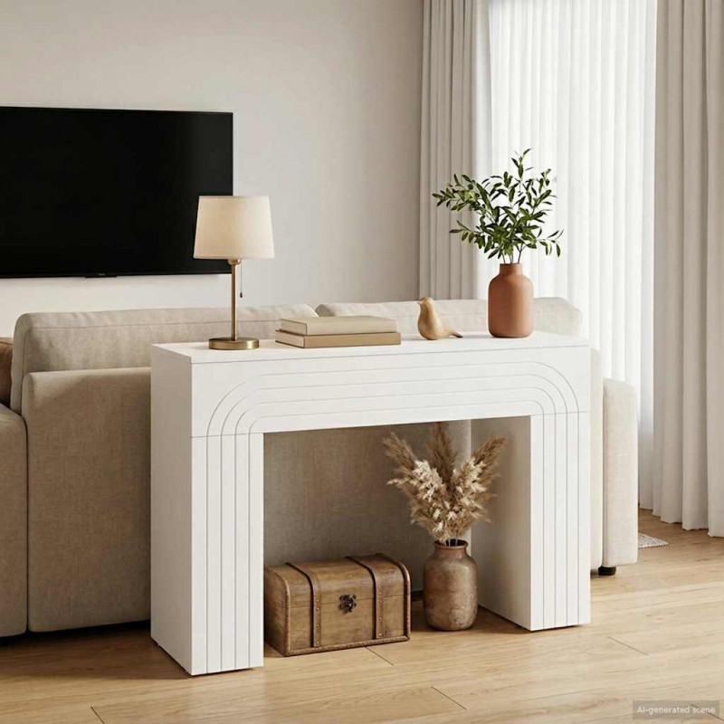 Stolik kawowy Biały 102 x 35 x 75 cm Drewno inżynieryjne