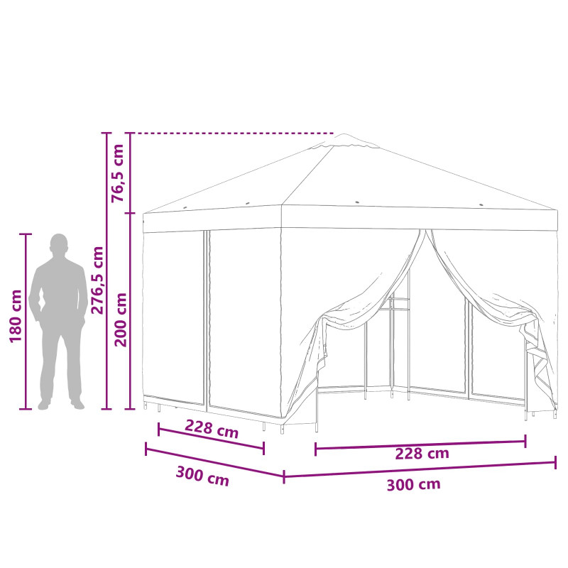 Altana ogrodowa ze ścianami bocznymi 3 x 3 m niebieski