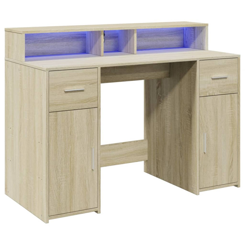 Biurko z podświetleniem LED, dąb sonoma, 120x55x91 cm