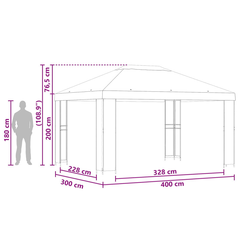 Altana 4 × 3 m terakota Poliester i Stal 190 gsm