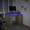 Biurko z podświetleniem LED, dąb sonoma, 120x55x91 cm