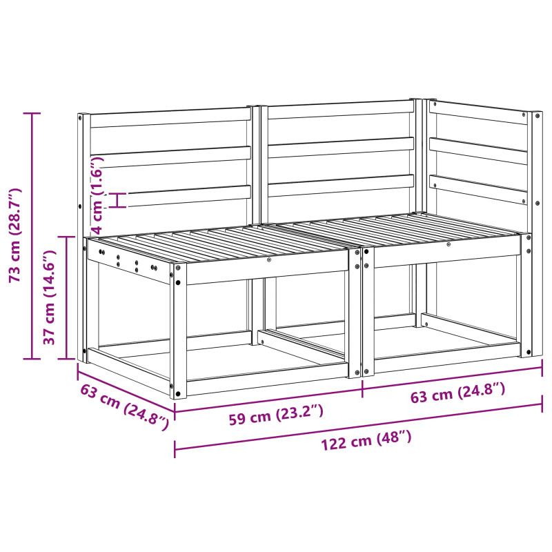 Modułowa sofa na zewnątrz 2 Sztuka Naturalny Lite Drewno Akacji