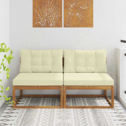 Środkowa sofa ogrodowa z poduszką 2 Sztuka Naturalny