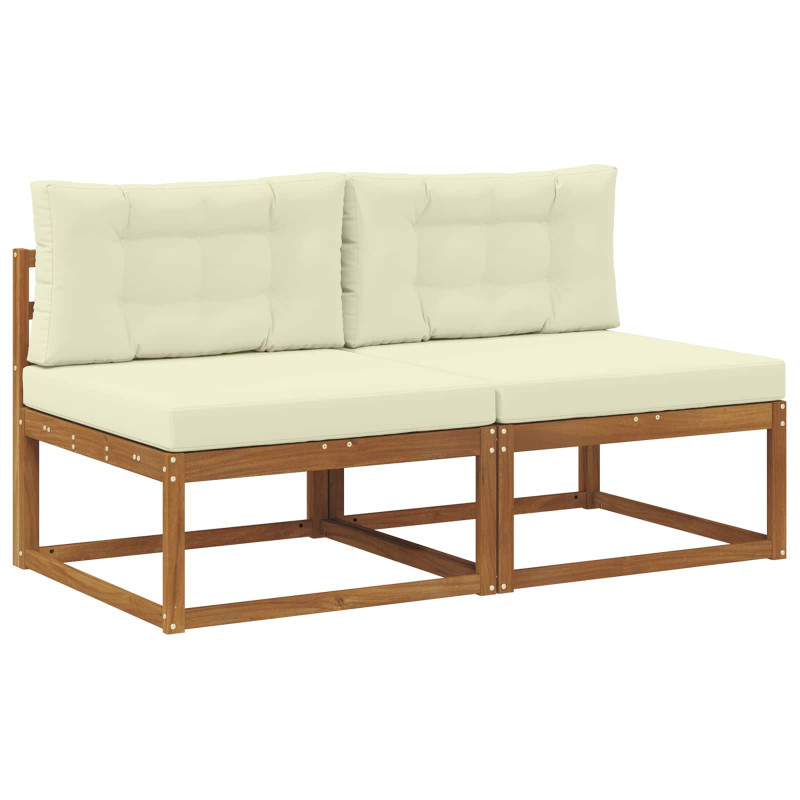 Środkowa sofa ogrodowa z poduszką 2 Sztuka Naturalny