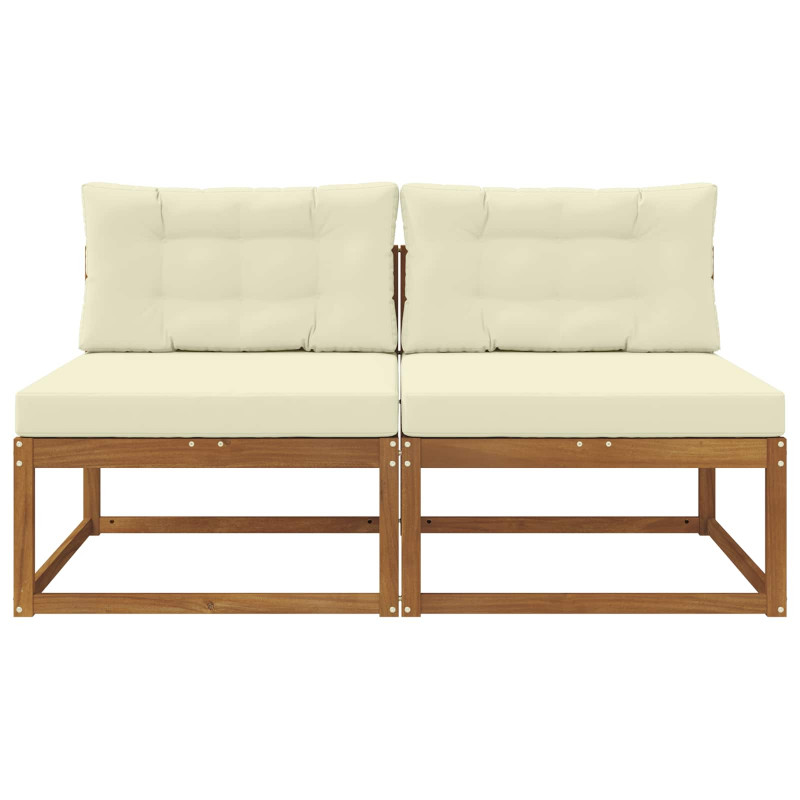Środkowa sofa ogrodowa z poduszką 2 Sztuka Naturalny
