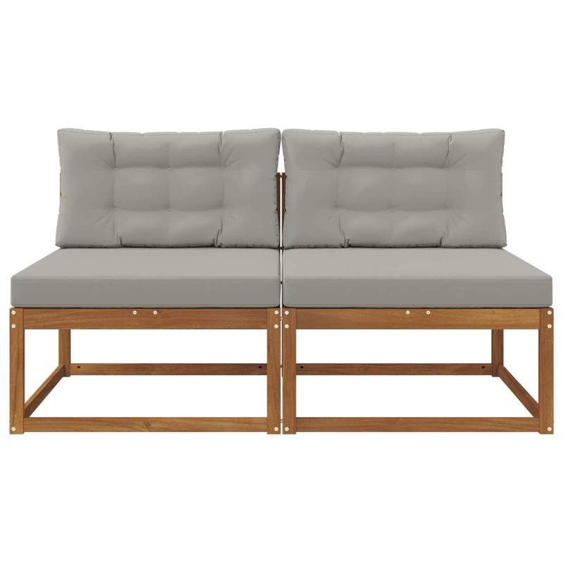 Środkowa sofa ogrodowa z poduszką 2 Sztuka Naturalny