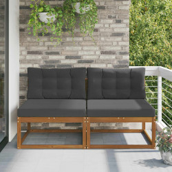 Środkowa sofa ogrodowa z poduszką 2 Sztuka Naturalny