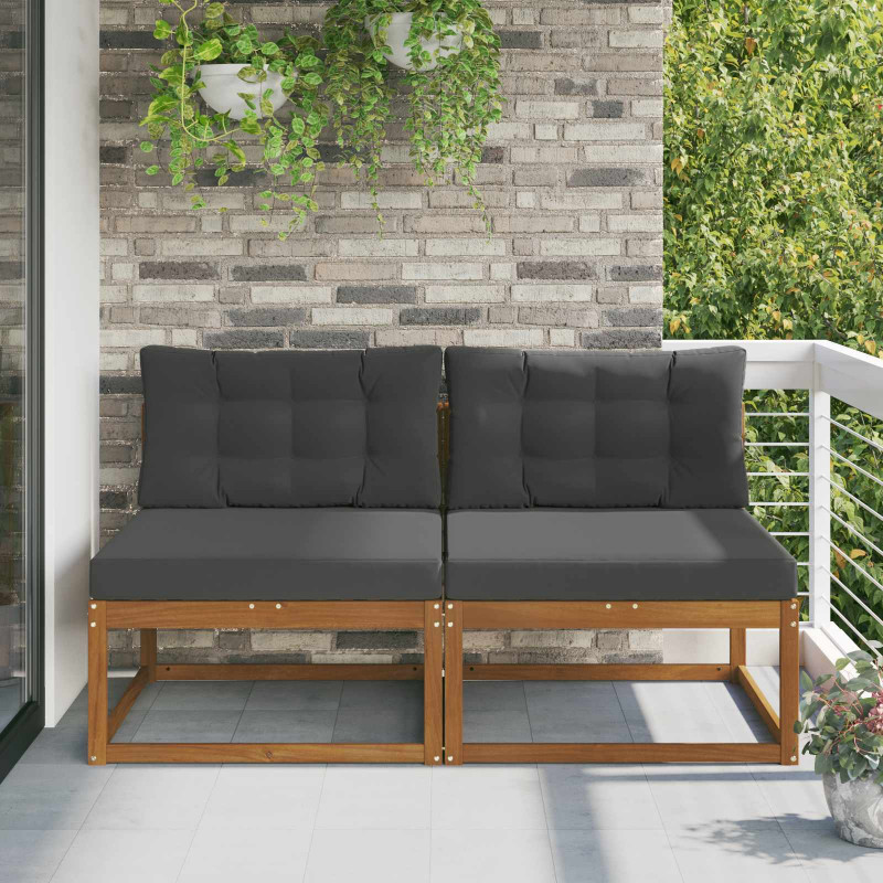 Środkowa sofa ogrodowa z poduszką 2 Sztuka Naturalny