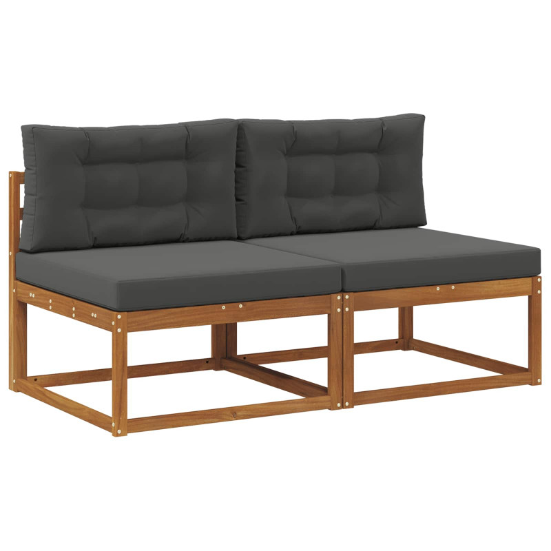 Środkowa sofa ogrodowa z poduszką 2 Sztuka Naturalny