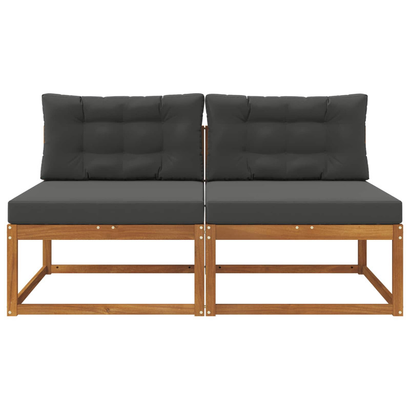 Środkowa sofa ogrodowa z poduszką 2 Sztuka Naturalny