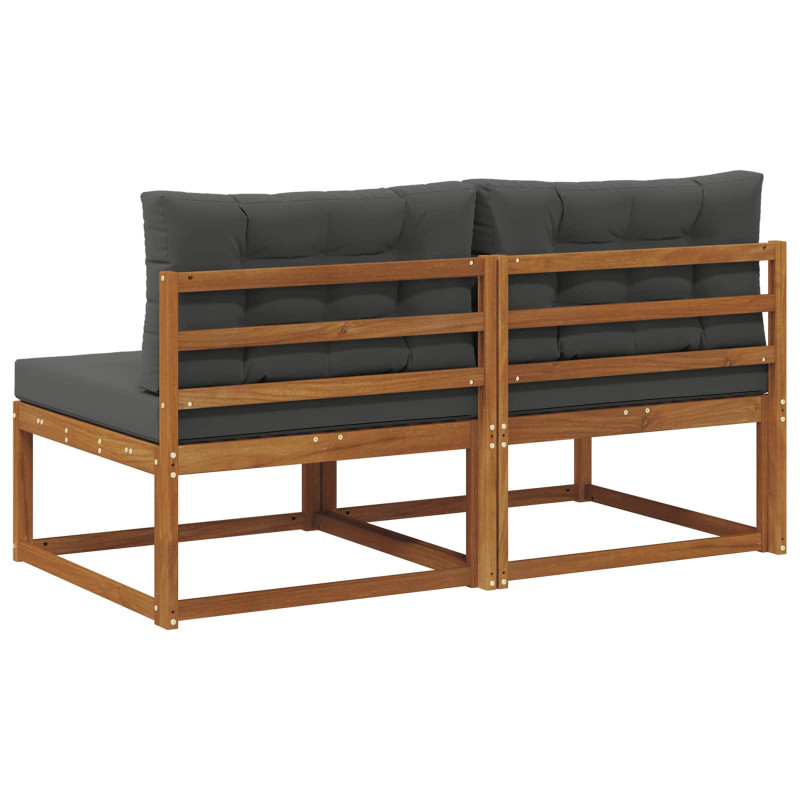 Środkowa sofa ogrodowa z poduszką 2 Sztuka Naturalny