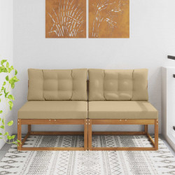 Środkowa sofa ogrodowa z poduszką 2 Sztuka Naturalny