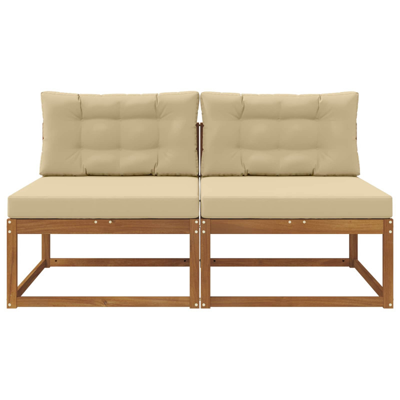 Środkowa sofa ogrodowa z poduszką 2 Sztuka Naturalny