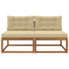 Środkowa sofa ogrodowa z poduszką 2 Sztuka Naturalny