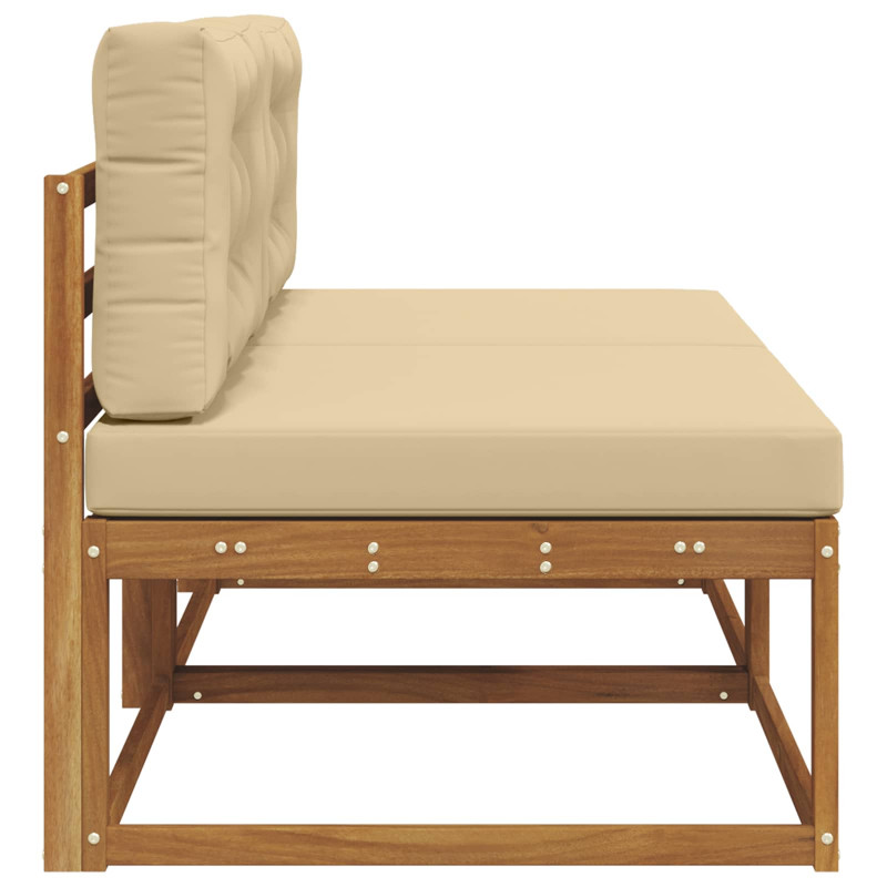 Środkowa sofa ogrodowa z poduszką 2 Sztuka Naturalny