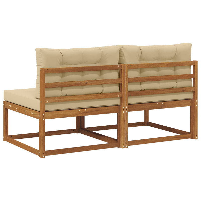 Środkowa sofa ogrodowa z poduszką 2 Sztuka Naturalny