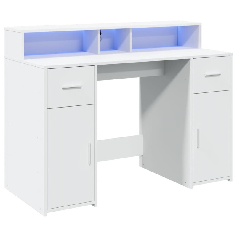 Biurko z podświetleniem LED, białe, 120x55x91 cm