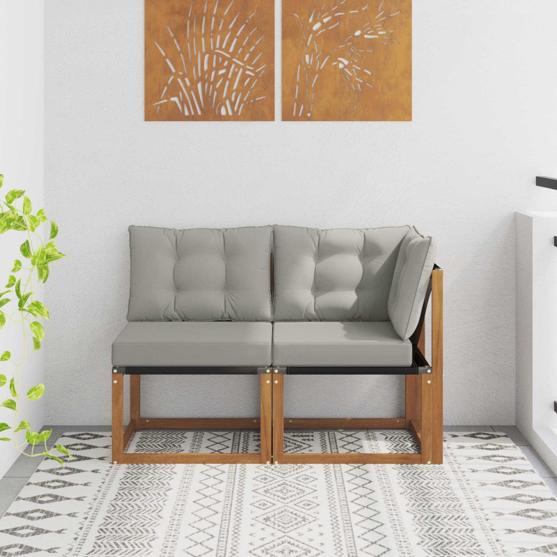 Modułowa sofa na zewnątrz z poduszką 2 Sztuka Naturalny