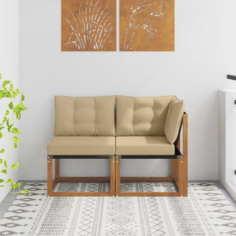 Modułowa sofa na zewnątrz z poduszką 2 Sztuka Naturalny