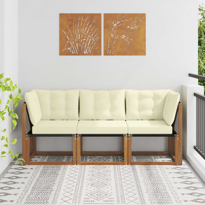 Modułowa sofa na zewnątrz z poduszką 3 Sztuka Naturalny