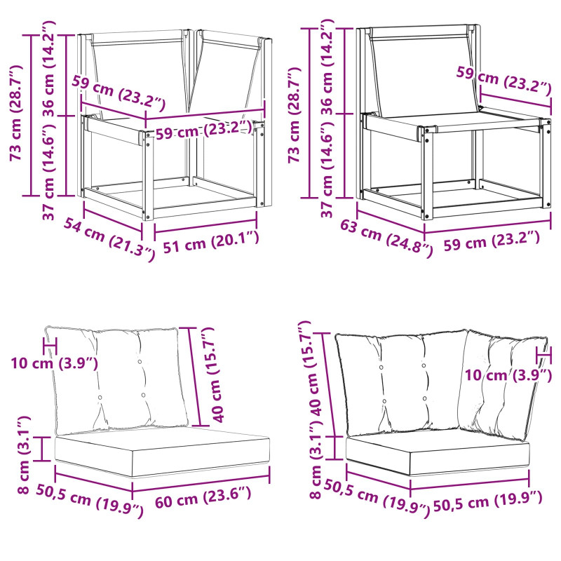 Modułowa sofa na zewnątrz z poduszką 3 Sztuka Naturalny