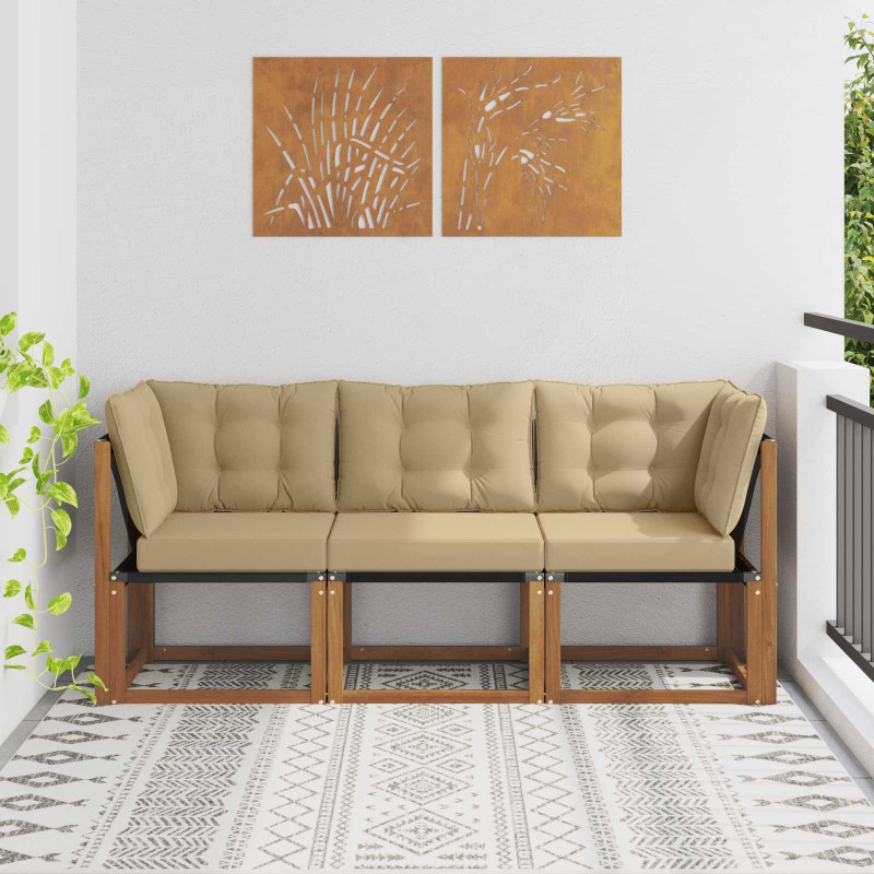Modułowa sofa na zewnątrz z poduszką 3 Sztuka Naturalny