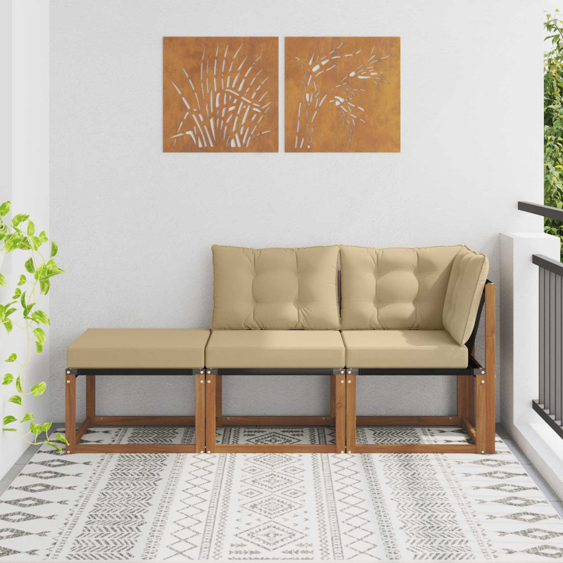 Modułowa sofa na zewnątrz 3 Sztuka Naturalny i Beżowy