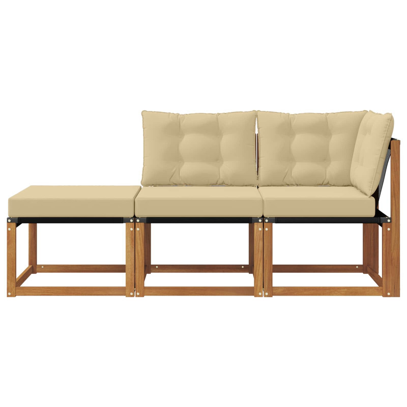 Modułowa sofa na zewnątrz 3 Sztuka Naturalny i Beżowy