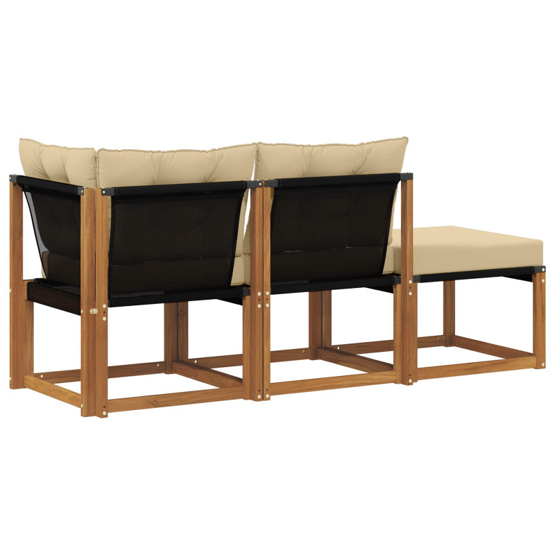 Modułowa sofa na zewnątrz 3 Sztuka Naturalny i Beżowy