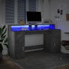 Biurko z podświetleniem LED, betonowa szarość, 160x55x91 cm