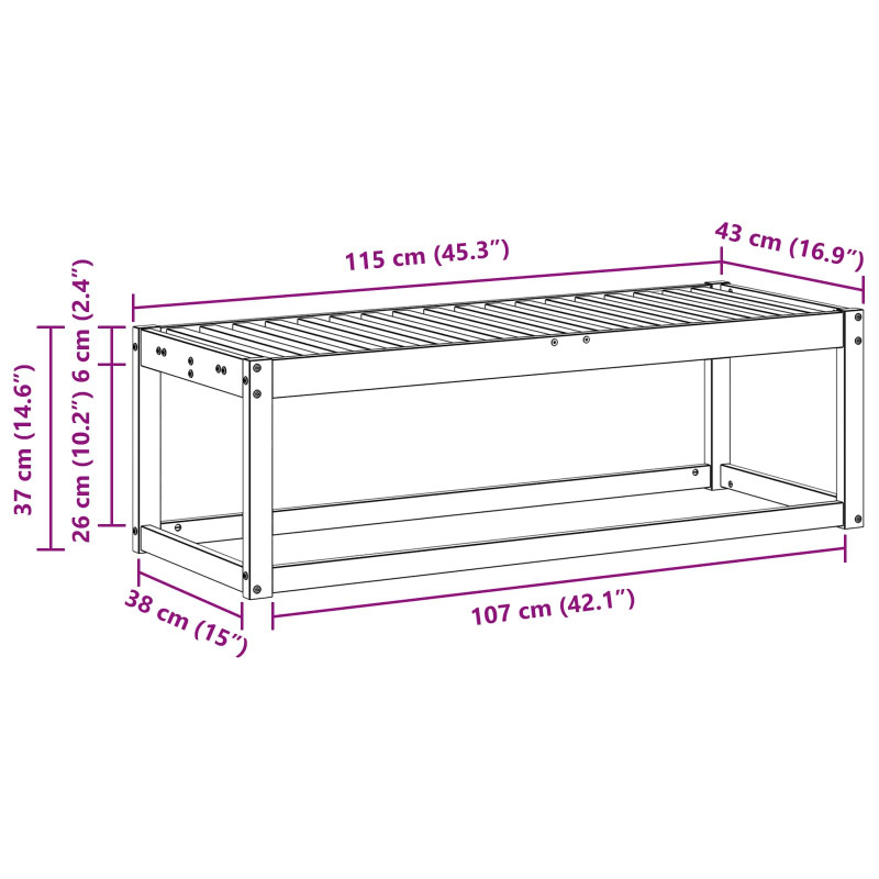 Stołek Ławka na Zewnątrz Naturalny 115 x 43 x 37 cm
