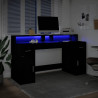 Biurko z podświetleniem LED, czarne, 160x55x91 cm