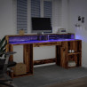 Biurko z podświetleniem LED, stare drewno, 200x55x91 cm