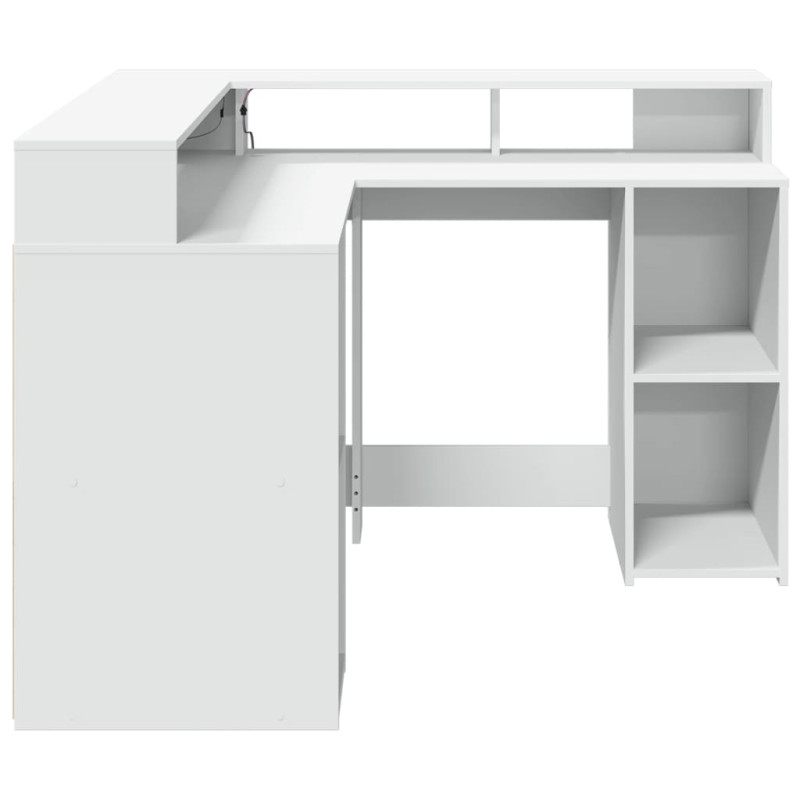 Biurko z podświetleniem LED, białe, 130x130x91 cm