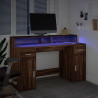 Biurko z podświetleniem LED, brązowy dąb, 140x55x91 cm