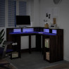 Biurko z podświetleniem LED, brązowy dąb, 130x130x91 cm
