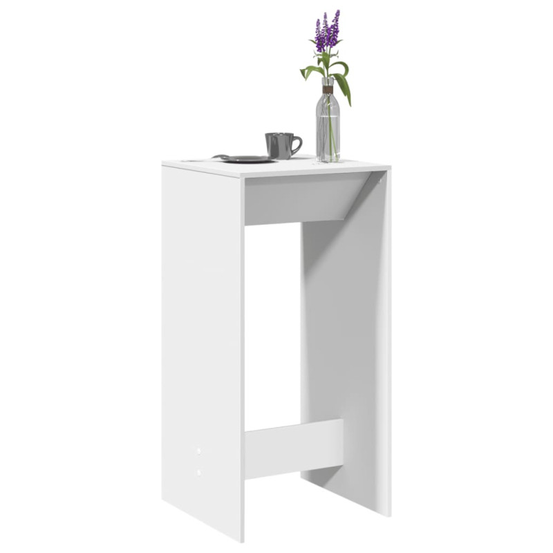 Stolik barowy, biały, 51x50x103,5 cm, materiał drewnopochodny