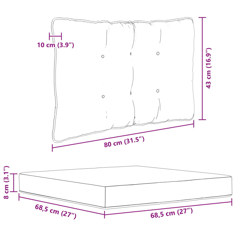 Poduszka do sofy na zewnątrz 3 pcs Antracyt Poliester