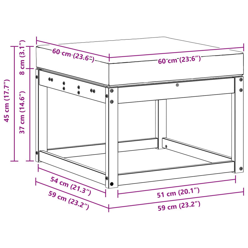 Outdoor Hocker Lite Drewno Akacji Biały