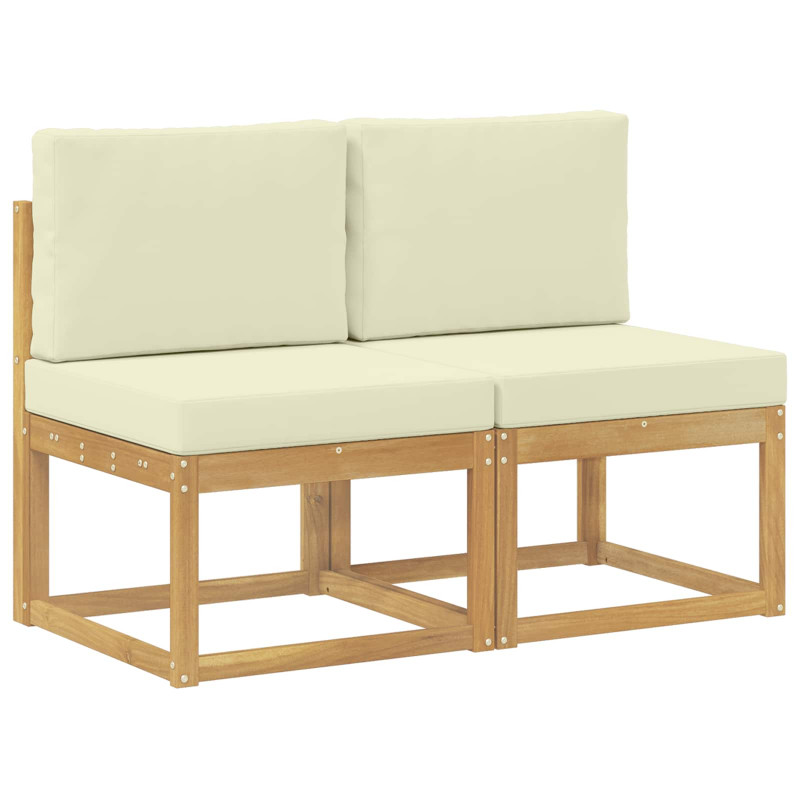 2 Sztuka Środkowa sofa ogrodowa Lite Drewno Akacji Biały
