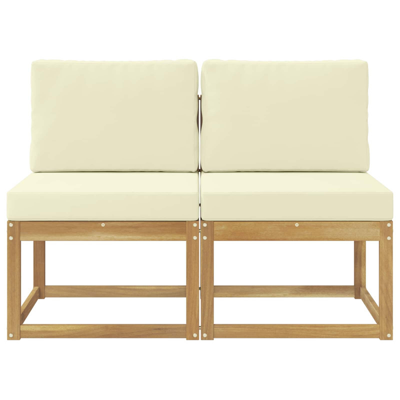 2 Sztuka Środkowa sofa ogrodowa Lite Drewno Akacji Biały