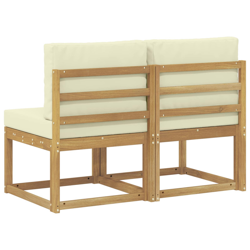 2 Sztuka Środkowa sofa ogrodowa Lite Drewno Akacji Biały