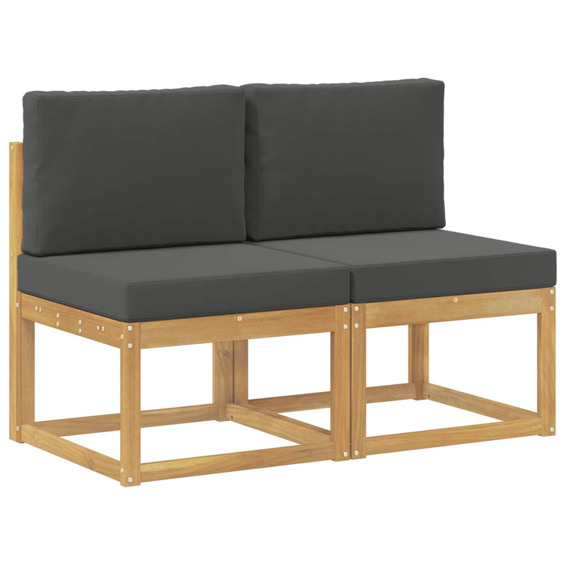 2 Sztuka Środkowa sofa ogrodowa Lite Drewno Akacji Biały