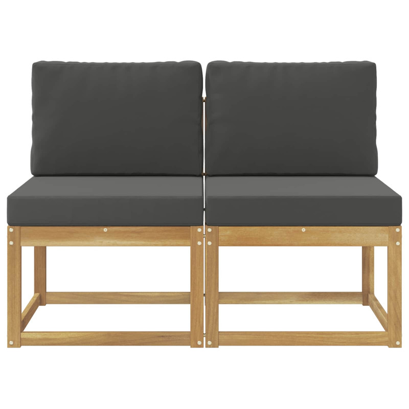 2 Sztuka Środkowa sofa ogrodowa Lite Drewno Akacji Biały